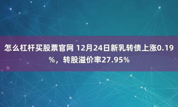 怎么杠杆买股票官网 12月24日新乳转债上涨0.19%，转股溢价率27.95%