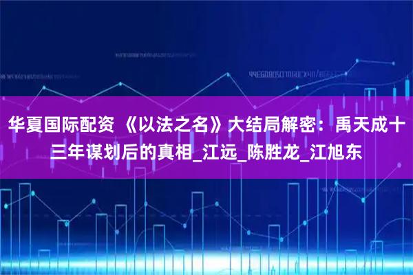 华夏国际配资 《以法之名》大结局解密：禹天成十三年谋划后的真相_江远_陈胜龙_江旭东